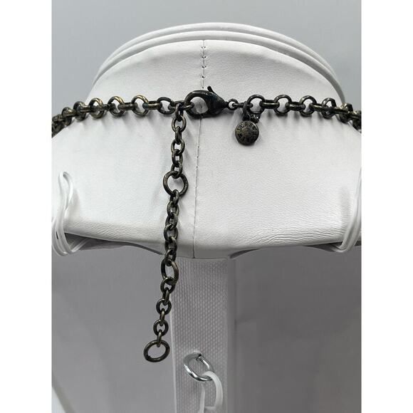 J. Crew Silver Tone Shades of Green Rhinestones Chain Clustered Necklace - Picture 8 of 16